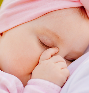 Close up of a sleeping baby