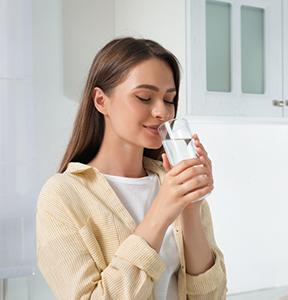 Woman sipping water